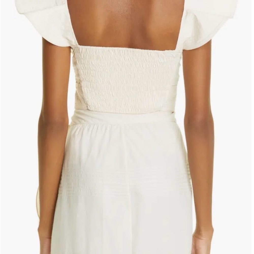 Johanna Ortiz Chic Monochromatic Cream Ruffle Coconut Sugar Crop Top size 8 $450 - Picture 5 of 15